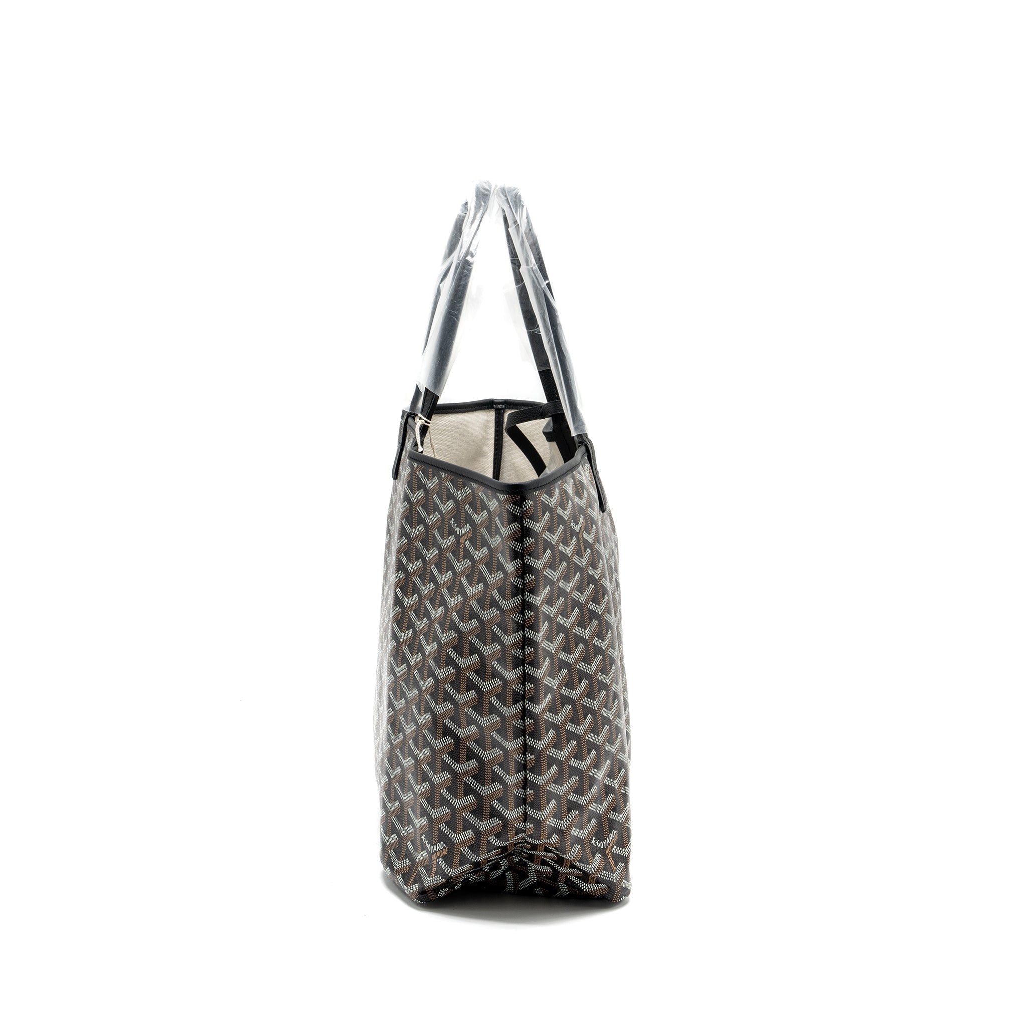 GOYARD SAINT LOUIS PM TOTE BAG GOYARDLINE CANVAS BLACK SHW