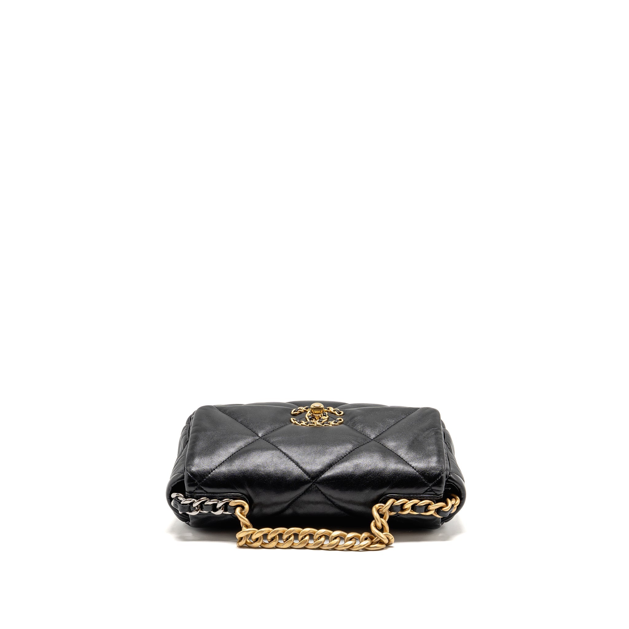 CHANEL SMALL 19 BAG LAMBSKIN BLACK MULTICOLOR HARDWARE (MICROCHIP)