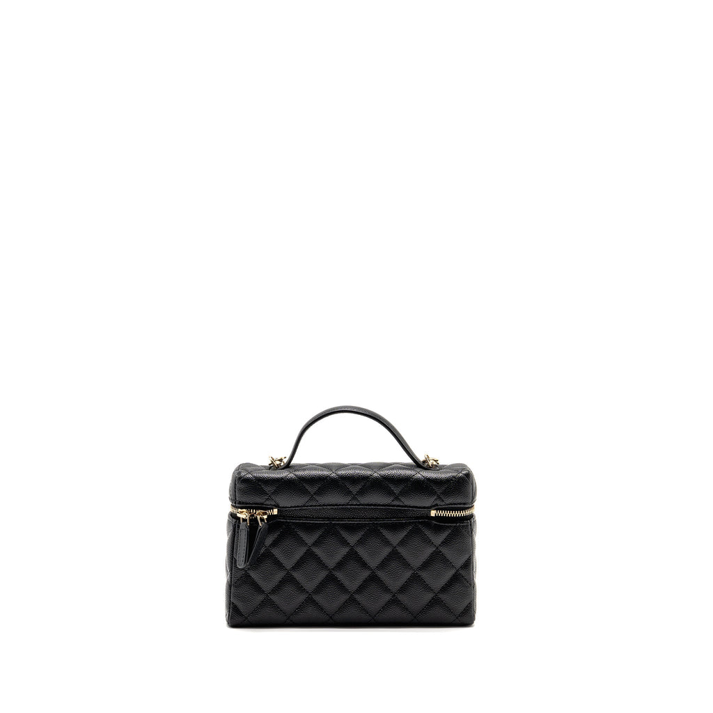 CHANEL TOP HANDLE VANITY WITH CHAIN CAVIAR BLACK LGHW (MICROCHIP)