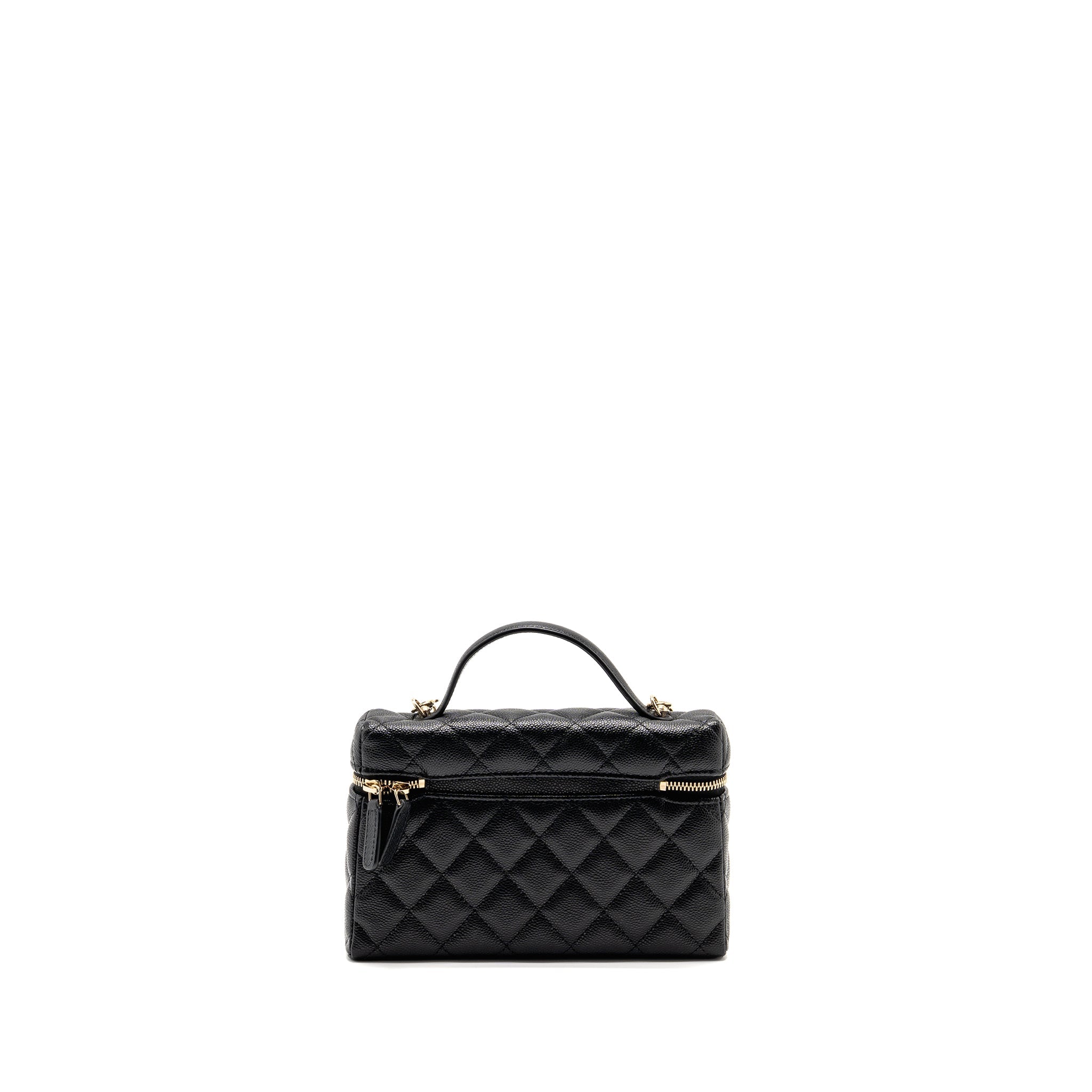 CHANEL TOP HANDLE VANITY WITH CHAIN CAVIAR BLACK LGHW (MICROCHIP)