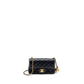CHANEL PEARL CRUSH MINI RECTANGULAR FLAP BAG LAMBSKIN BLACK GHW (MICROCHIP)