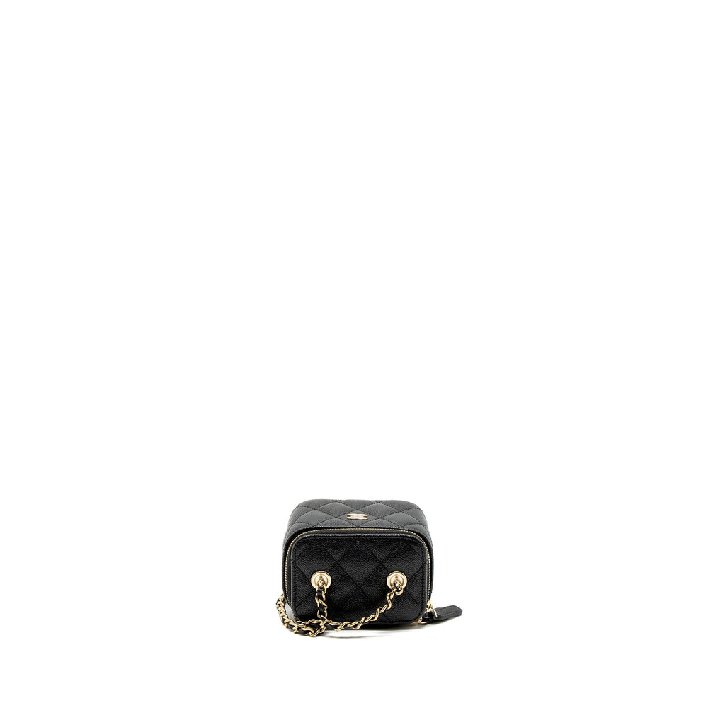 CHANEL MINI VANITY WITH CHAIN CAVIAR BLACK LGHW (MICROCHIP)