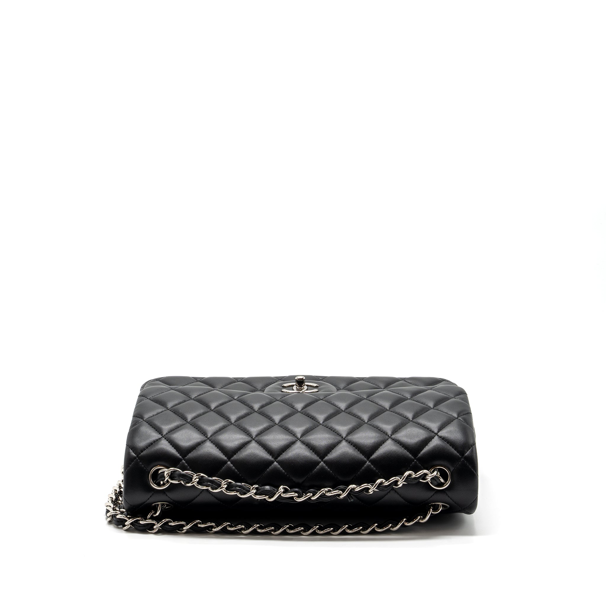 CHANEL JUMBO CLASSIC DOUBLE FLAP BAG LAMBSKIN BLACK SHW