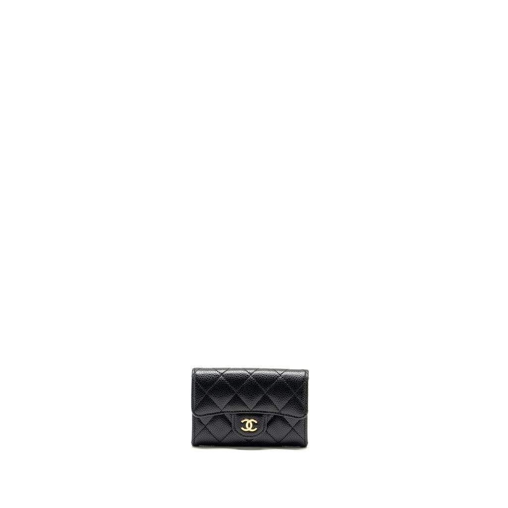 CHANEL CLASSIC FLAP CARD HOLDER CAVIAR BLACK GHW (MICROCHIP)