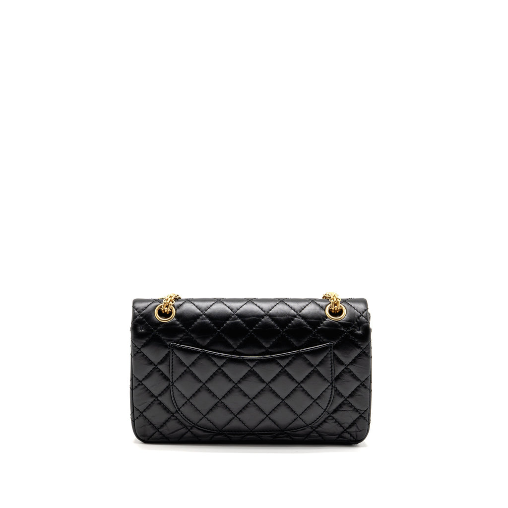 CHANEL SMALL 2.55 REISSUE FLAP BAG AGED CALFSKIN BLACK GHW