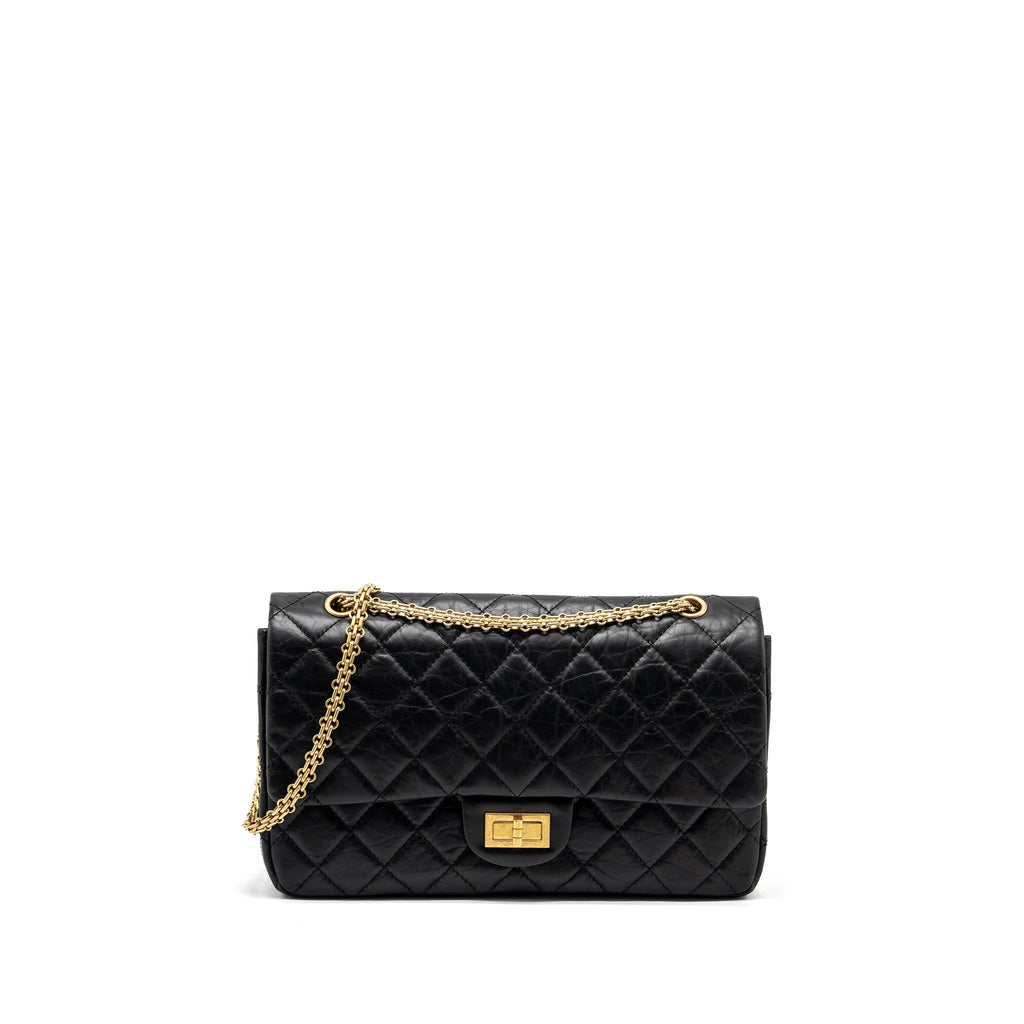 CHANEL MAXI 2.55 REISSUE FLAP BAG AGED CALFSKIN BLACK GHW