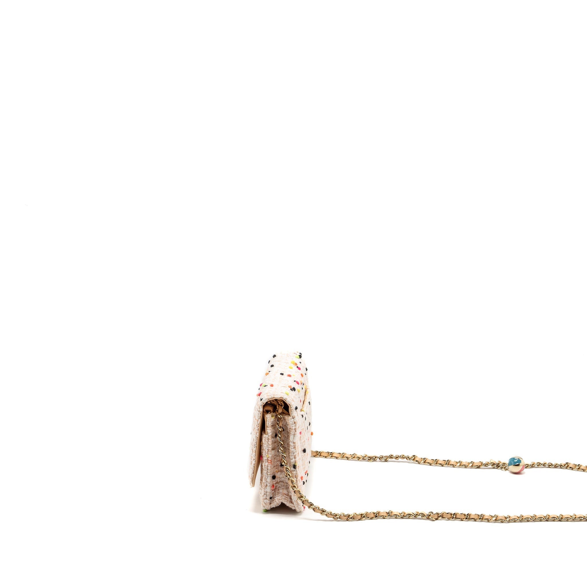 CHANEL 19S WALLET ON CHAIN/O MINI BAG TWEED MULTICOLOUR LGHW