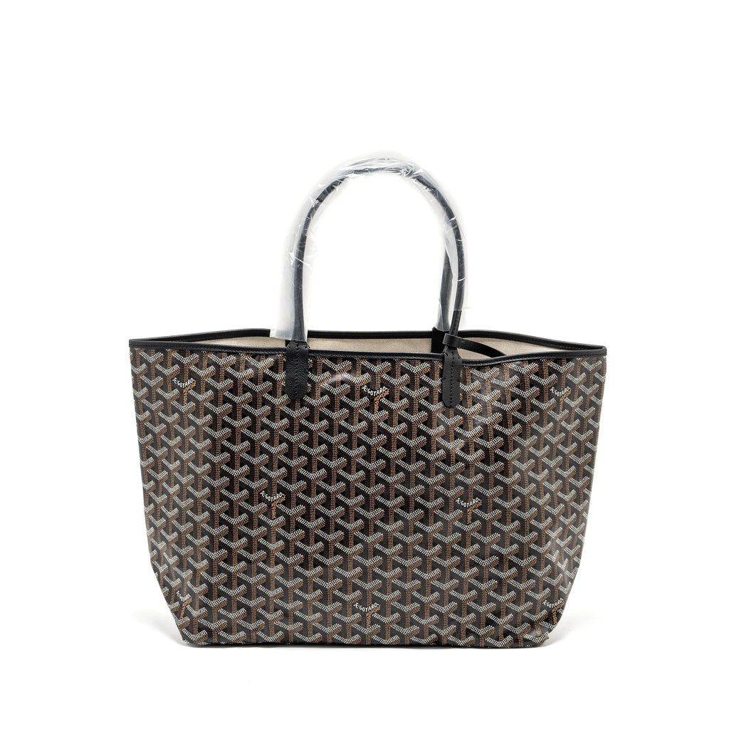 GOYARD SAINT LOUIS PM TOTE BAG GOYARDLINE CANVAS BLACK SHW