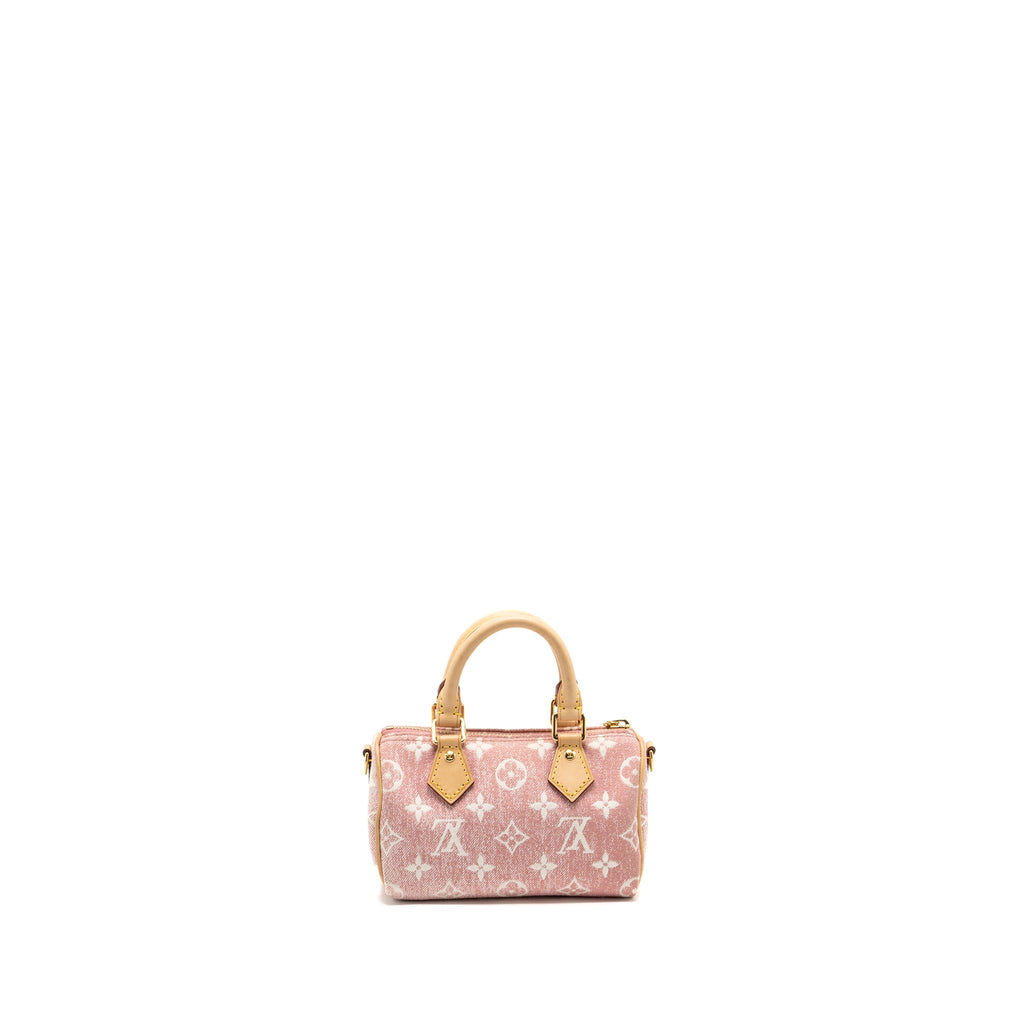 LOUIS VUITTON NANO SPEEDY MONOGRAM JACQUARD DENIM PINK GHW