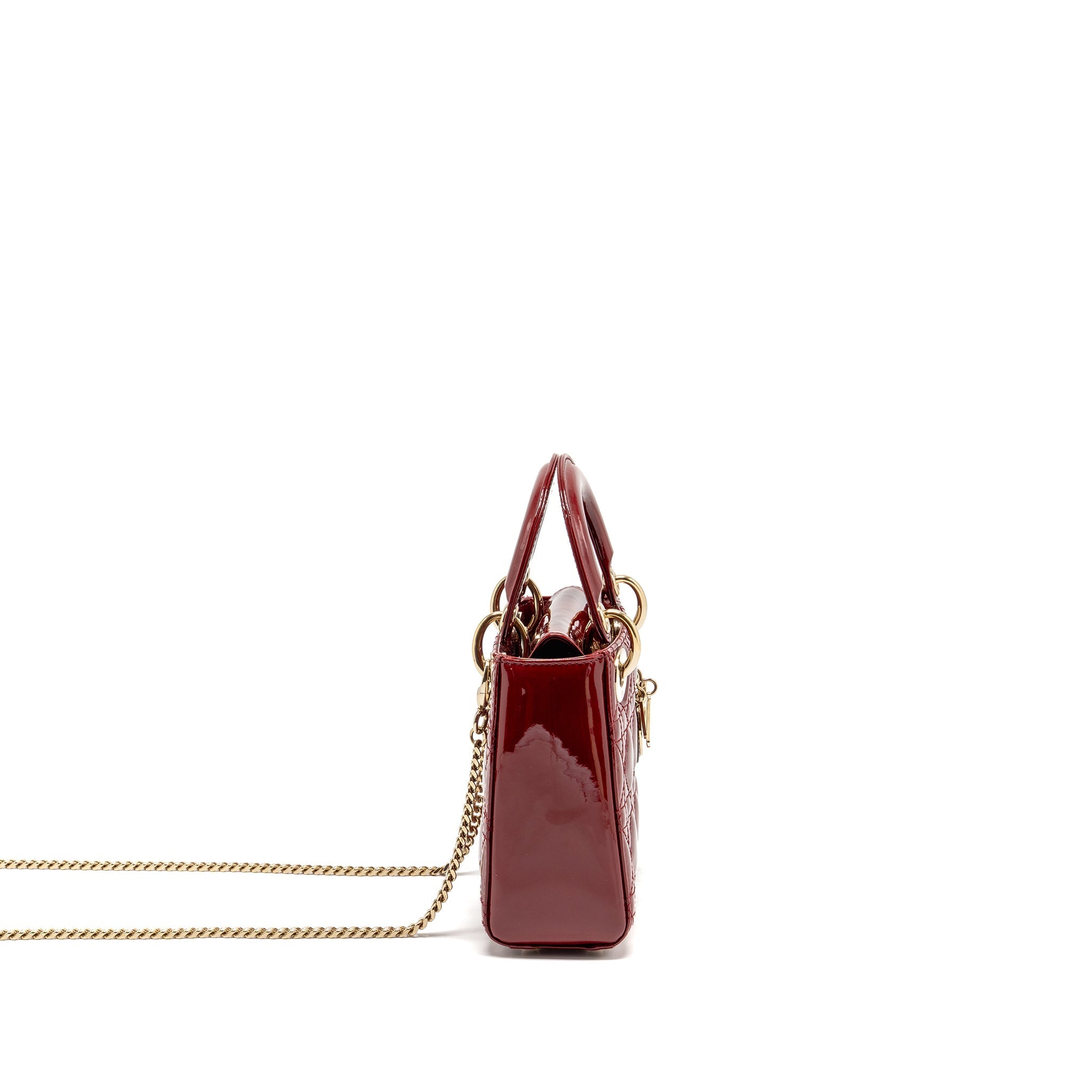 DIOR MINI LADY DIOR PATENT LEATHER RED GHW