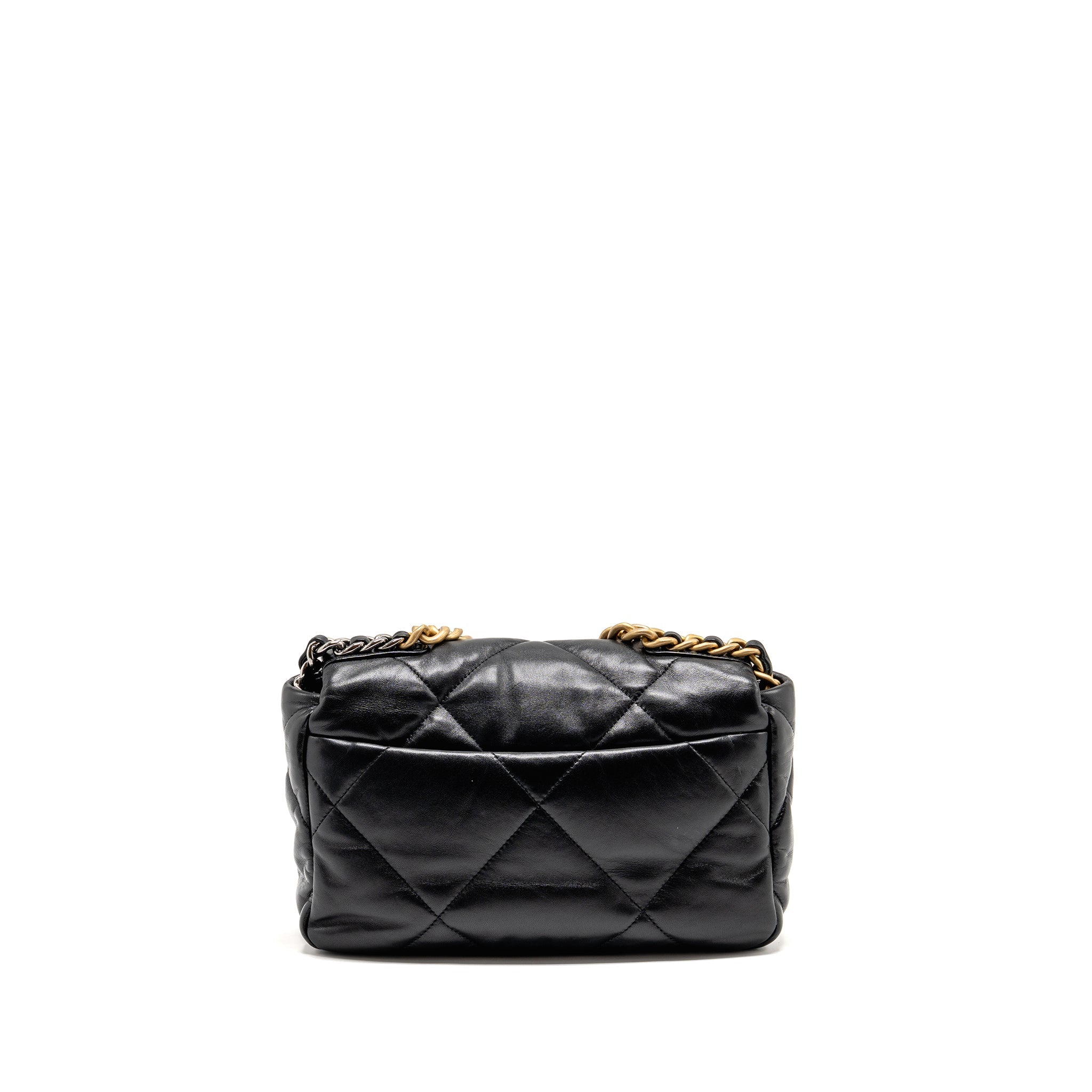 CHANEL SMALL 19 BAG LAMBSKIN BLACK MULTICOLOR HARDWARE (MICROCHIP)
