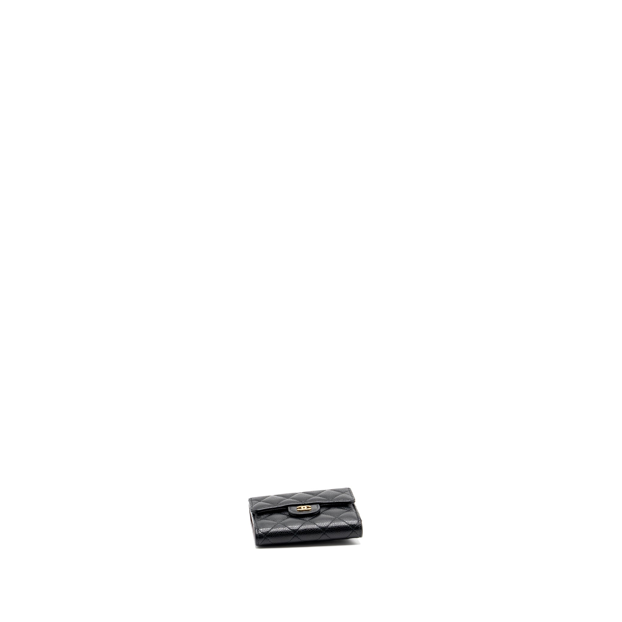 CHANEL CLASSIC COMPACT WALLET CAVIAR BLACK GHW