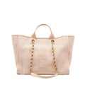CHANEL DEAUVILLE TOTE BAG CANVAS LIGHT PINK LGHW