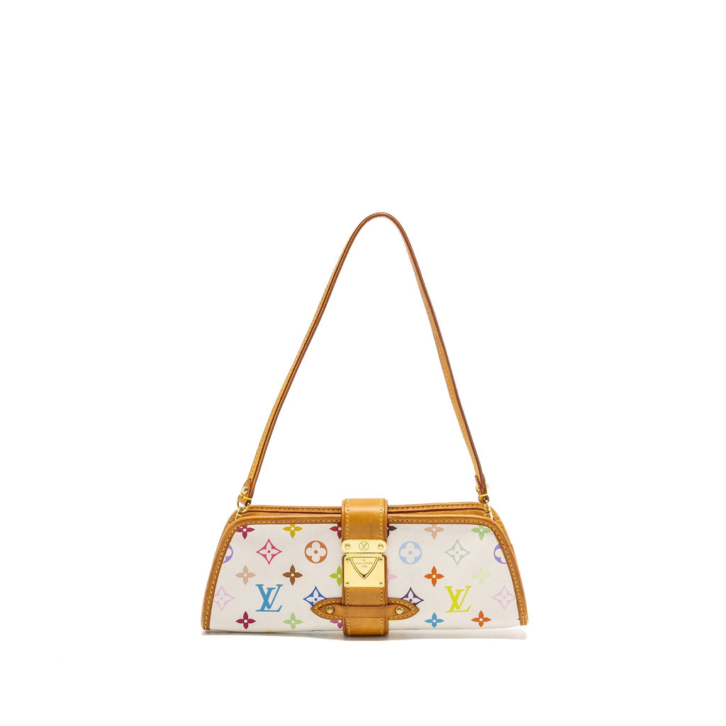 LOUIS VUITTON VINTAGE SHIRLEY CLUTCH MULTICOLOUR MONOGRAM CANVAS WHITE GHW
