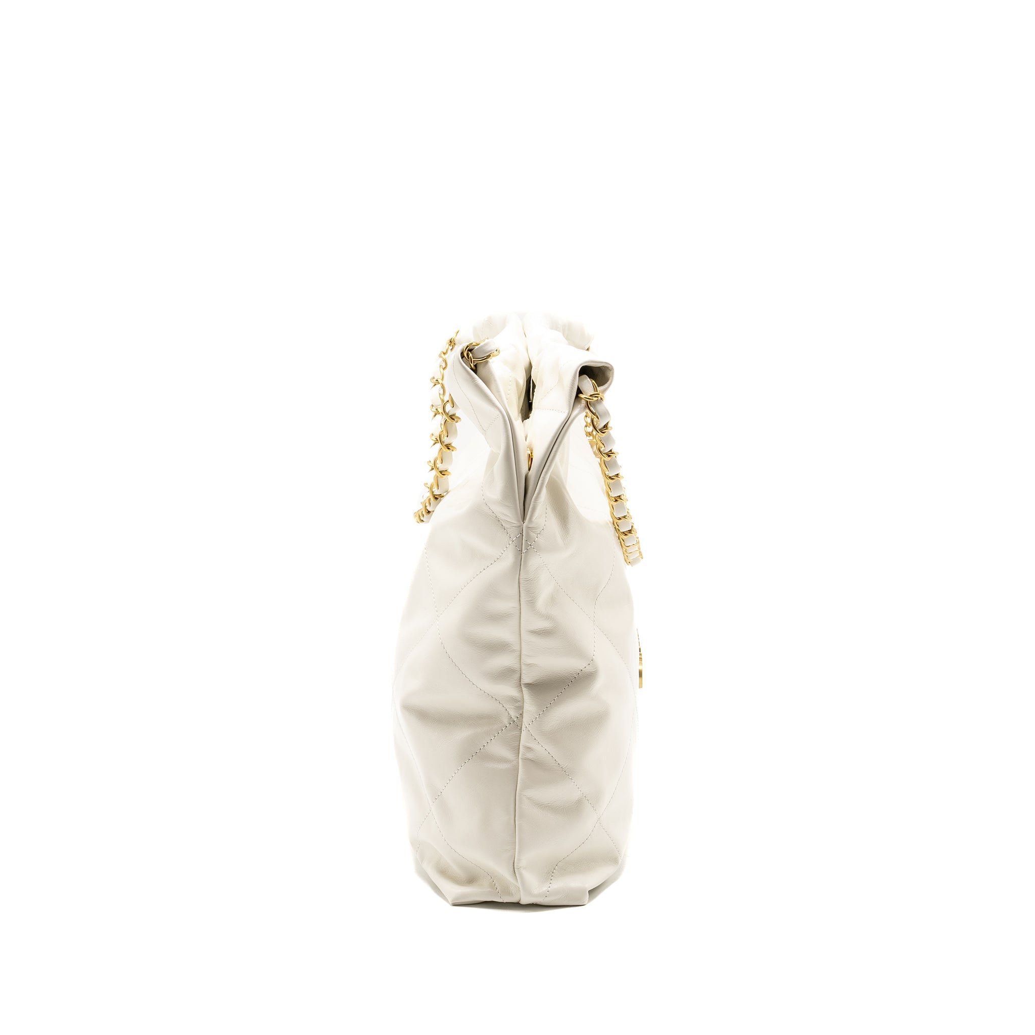 CHANEL MEDIUM 22 BAG CALFSKIN WHITE GHW (MICROCHIP)