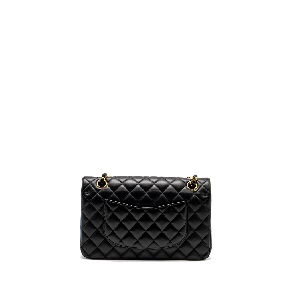 CHANEL MEDIUM CLASSIC DOUBLE  FLAP BAG LAMBSKIN BLACK GHW