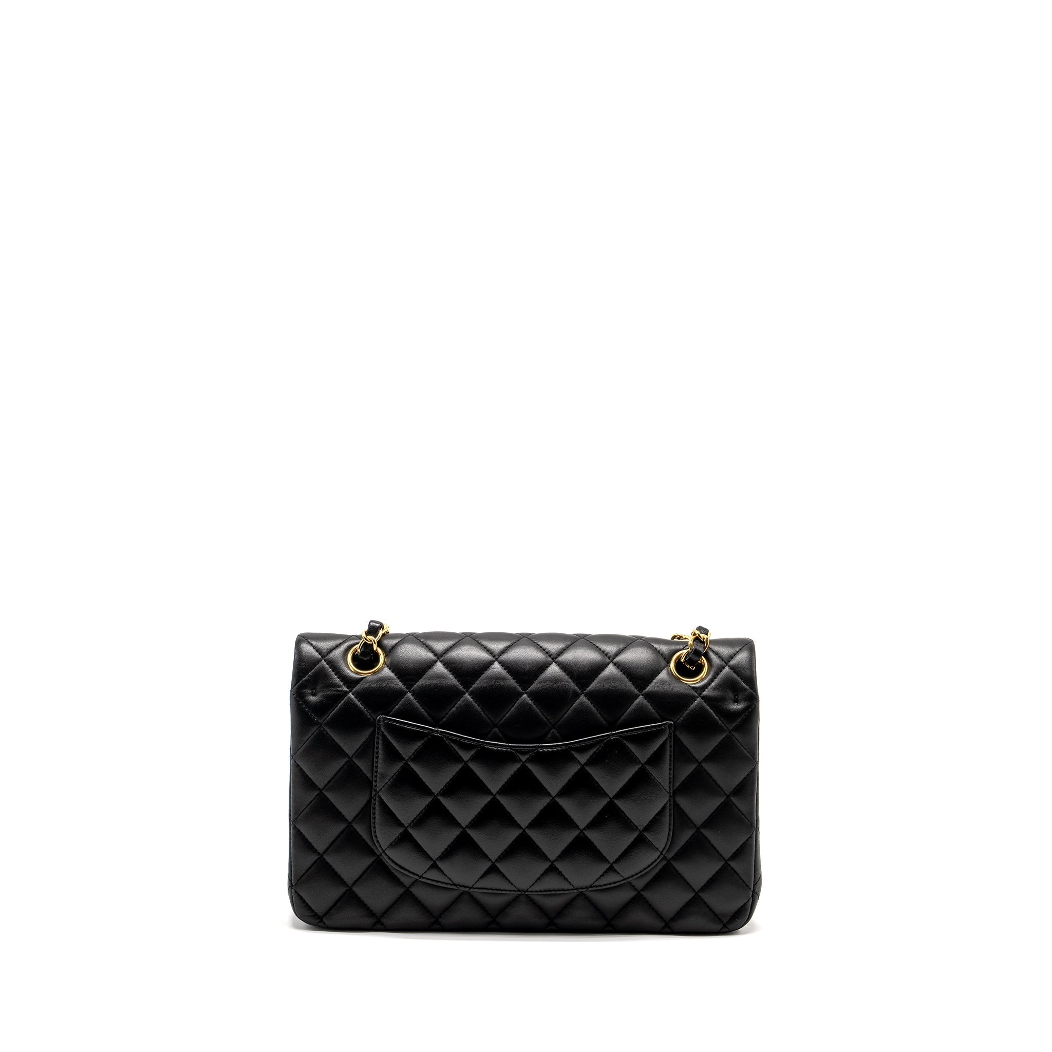 CHANEL MEDIUM CLASSIC DOUBLE  FLAP BAG LAMBSKIN BLACK GHW
