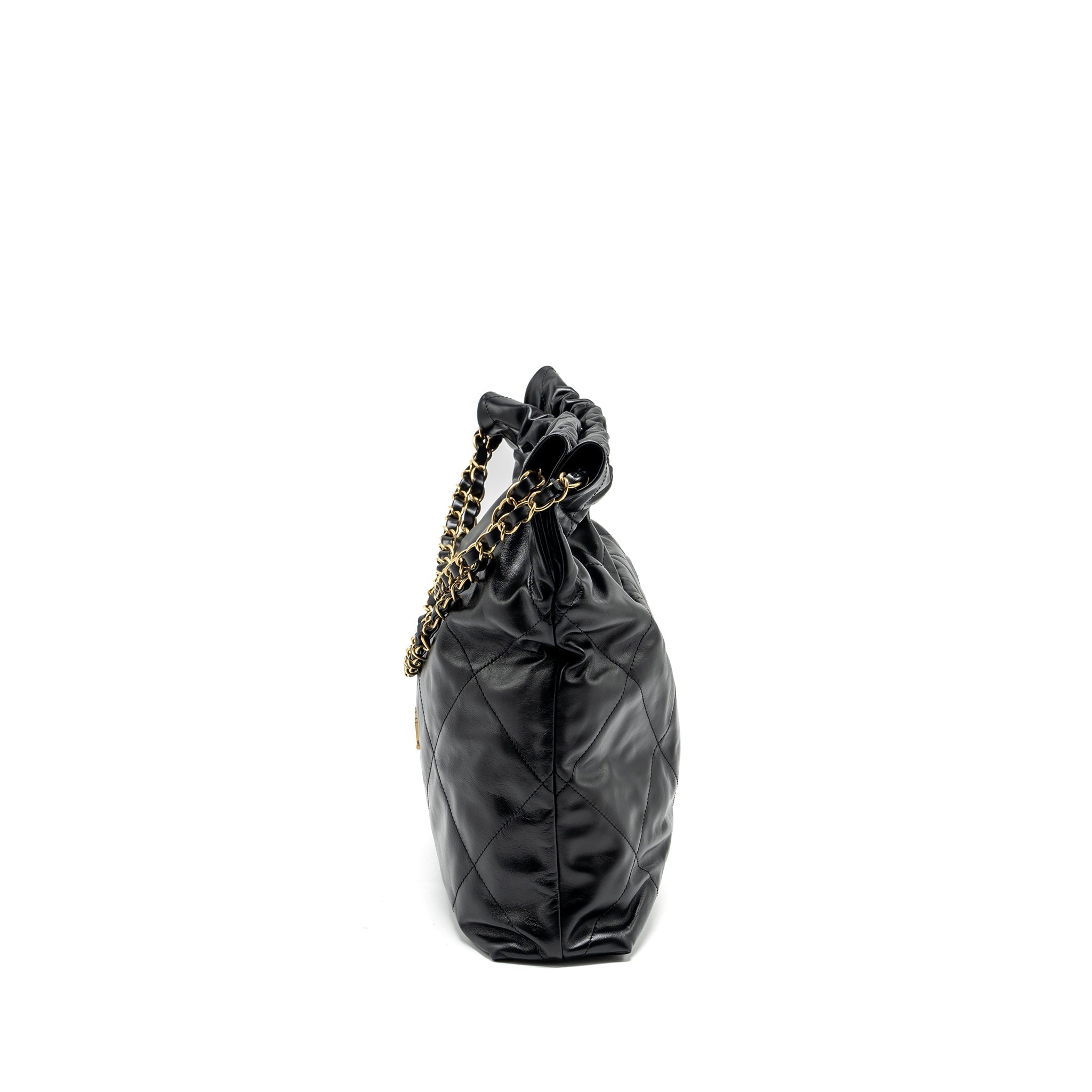CHANEL MEDIUM 22 BAG SHINY CALFSKIN BLACK GHW