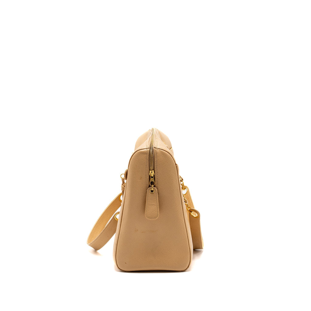 CHANEL VINTAGE TOTE BAG CAVIAR BEIGE GHW