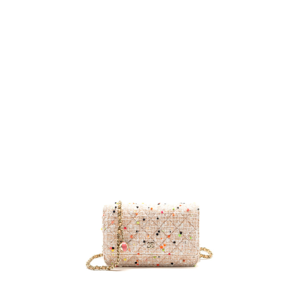 CHANEL 19S WALLET ON CHAIN/O MINI BAG TWEED MULTICOLOUR LGHW