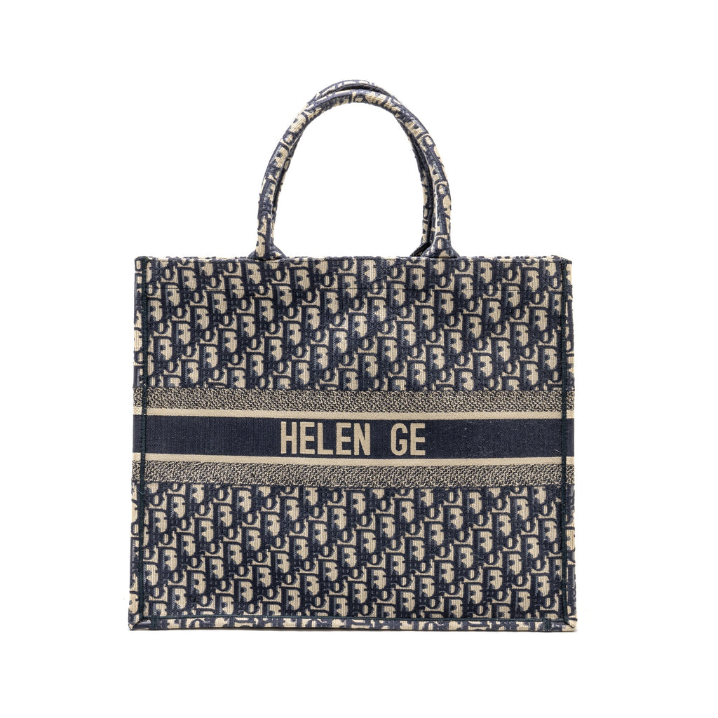 DIOR LARGE BOOK TOTE DIOR OBLIQUE CANVAS BLUE