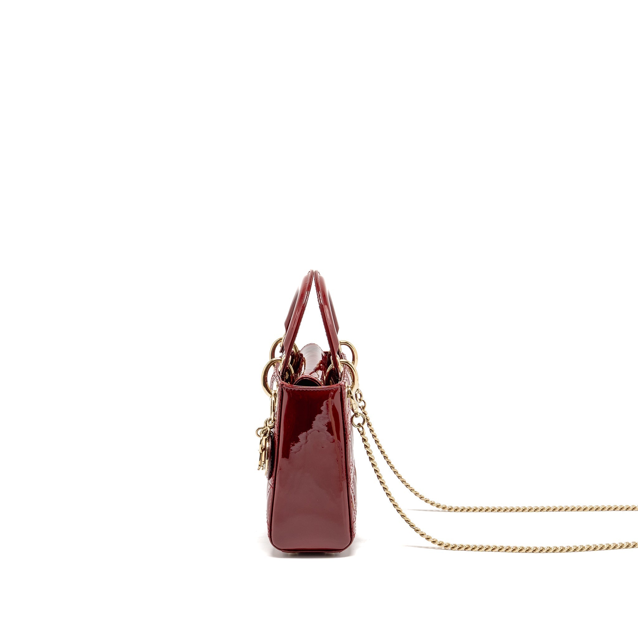 DIOR MINI LADY DIOR PATENT LEATHER RED GHW