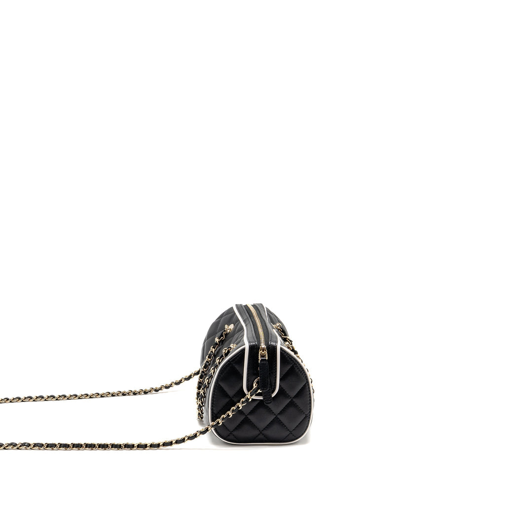 CHANEL 25P QUILTED BOWLING BAG LAMBSKIN BLACK LGHW (MICROCHIP)