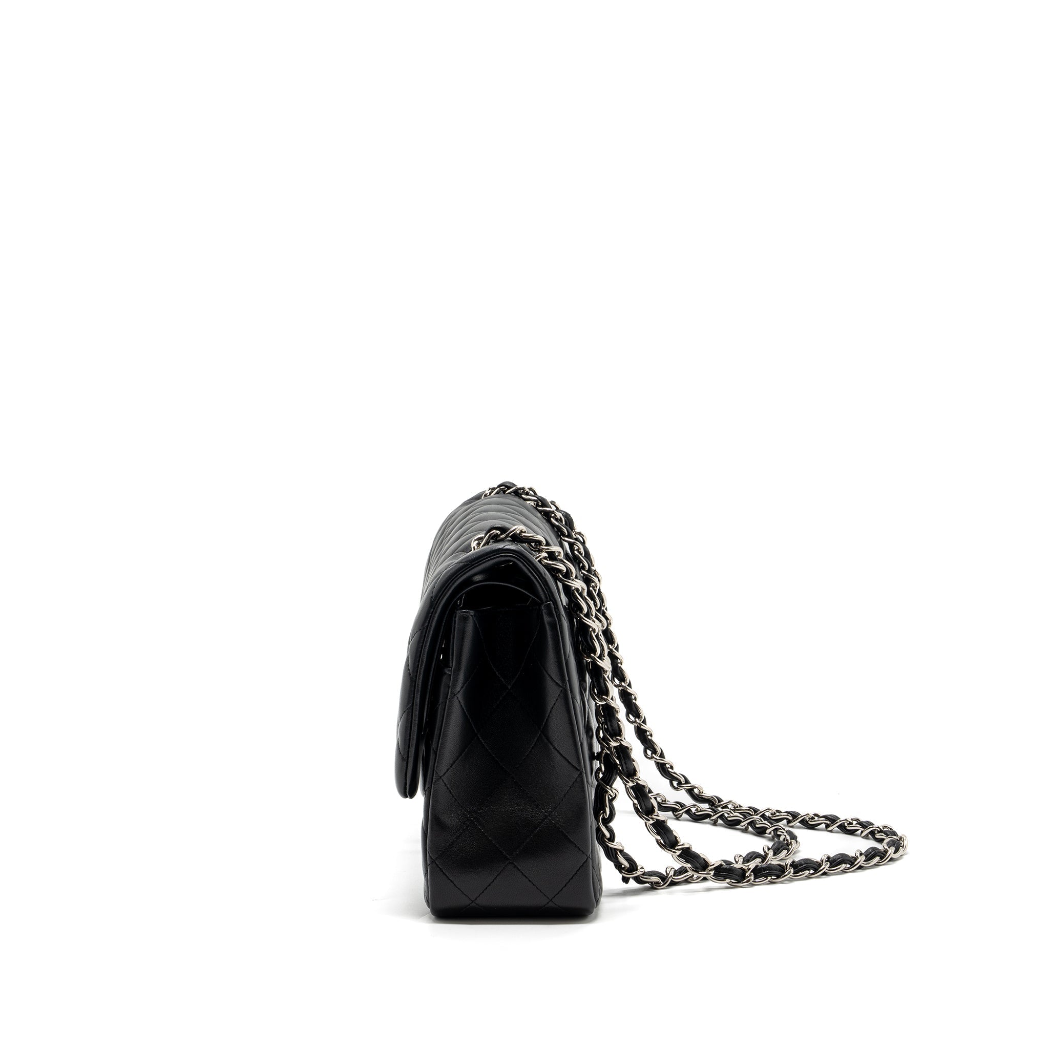 CHANEL JUMBO CLASSIC DOUBLE FLAP BAG LAMBSKIN BLACK SHW