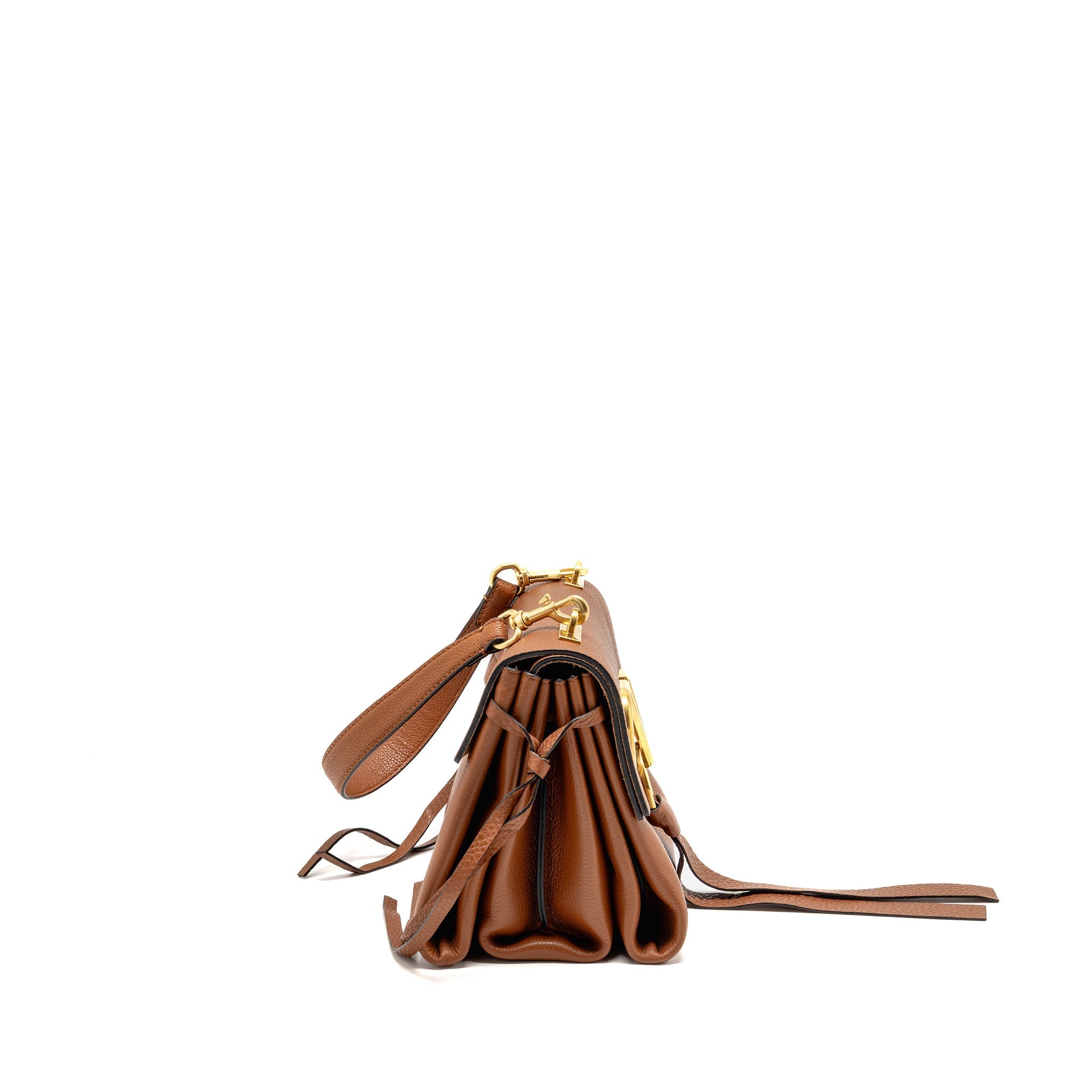VALENTINO VRING SMALL SHOULDER BAG CALFSKIN BROWN GHW
