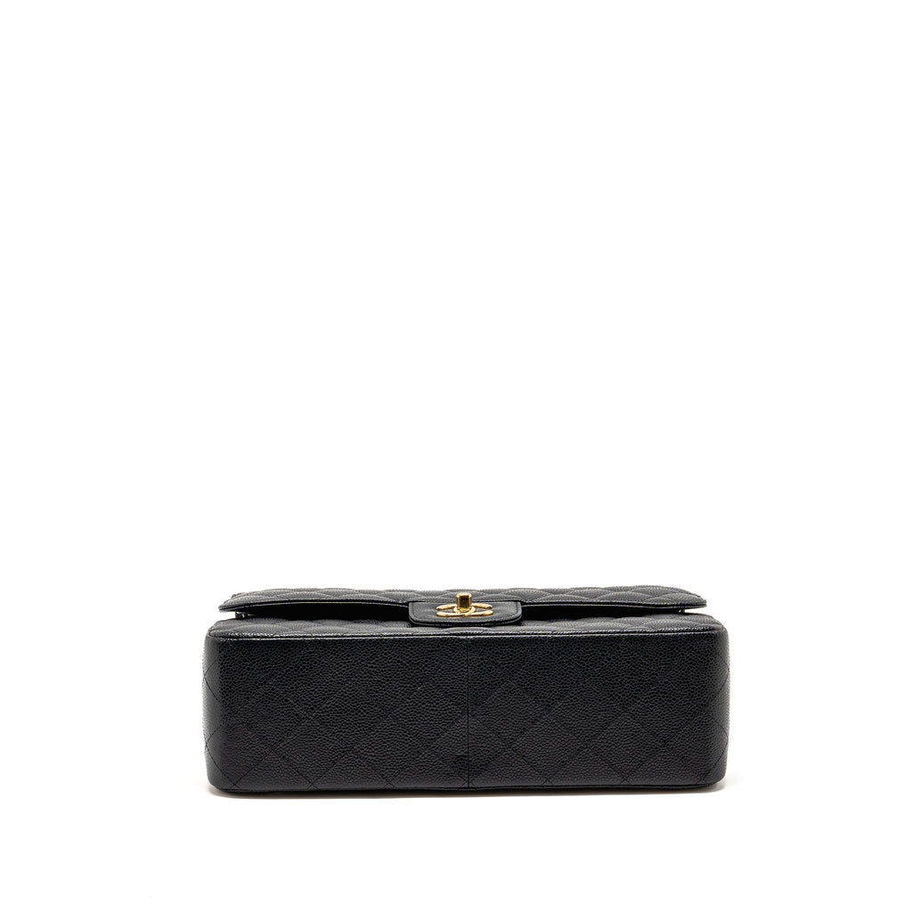 CHANEL JUMBO CLASSIC DOUBLE FLAP BAG CAVIAR BLACK GHW (MICROCHIP)