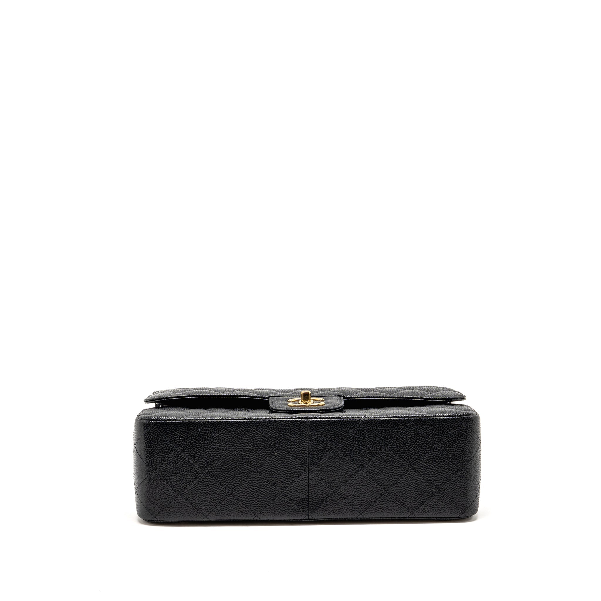 CHANEL JUMBO CLASSIC DOUBLE FLAP BAG CAVIAR BLACK GHW (MICROCHIP)