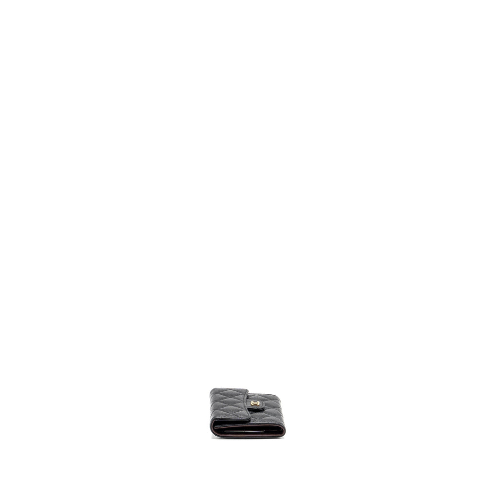 CHANEL CLASSIC COMPACT WALLET CAVIAR BLACK GHW