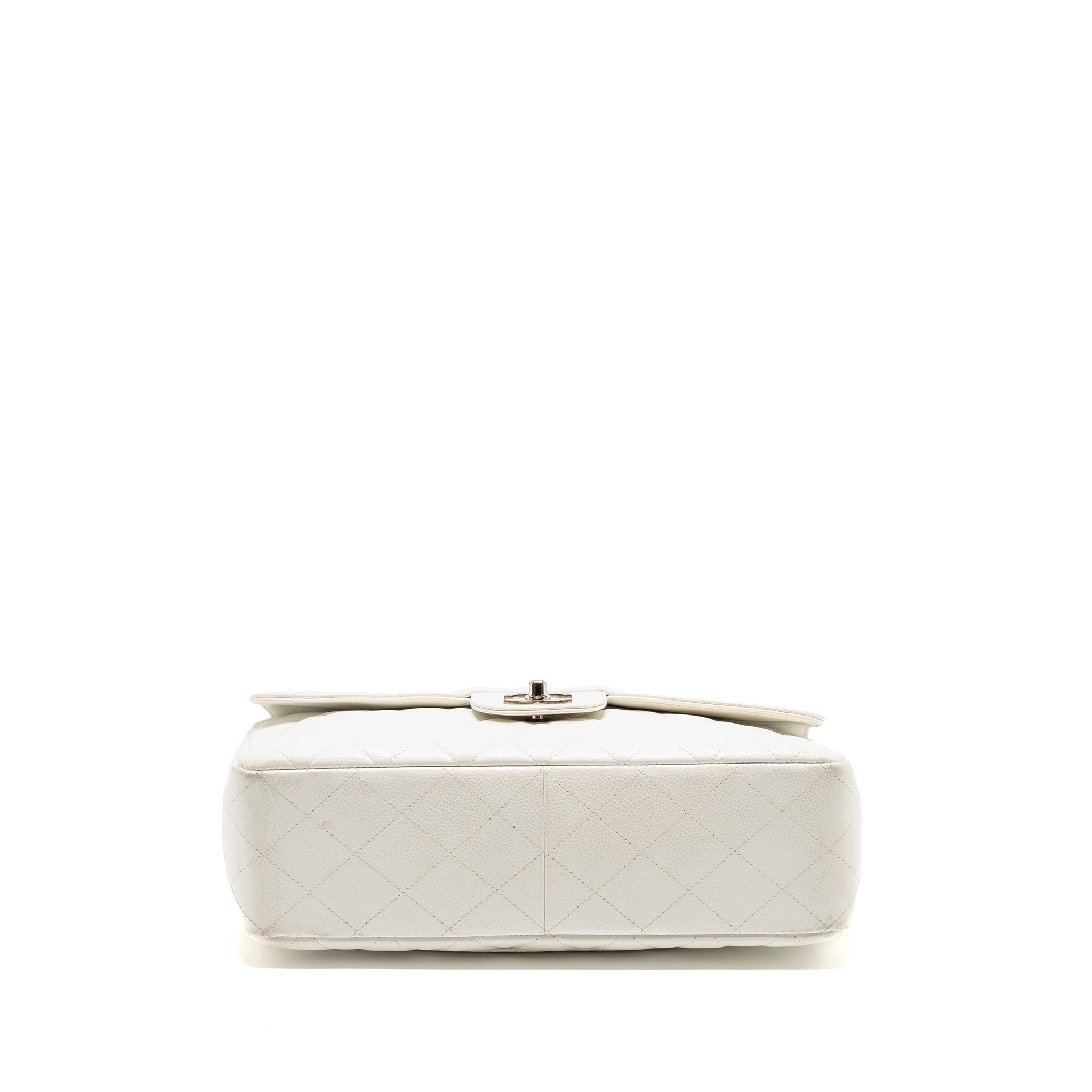 CHANEL JUMBO CLASSIC SINGLE FLAP BAG CAVIAR WHITE SHW