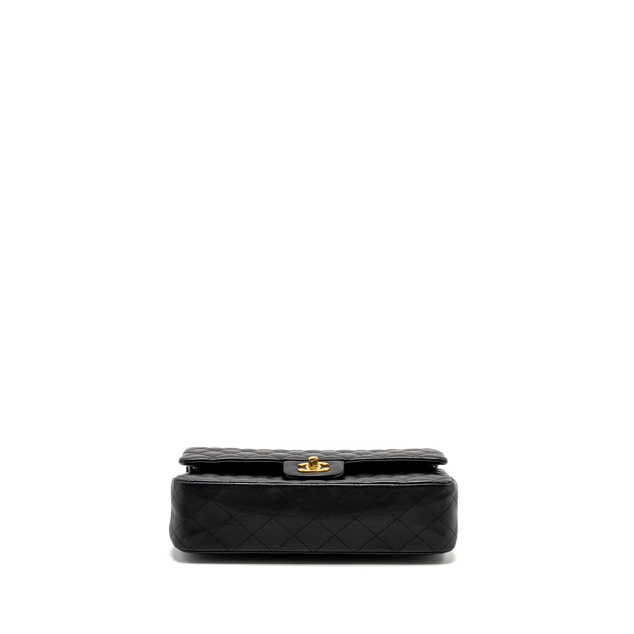 CHANEL MEDIUM CLASSIC DOUBLE  FLAP BAG LAMBSKIN BLACK GHW