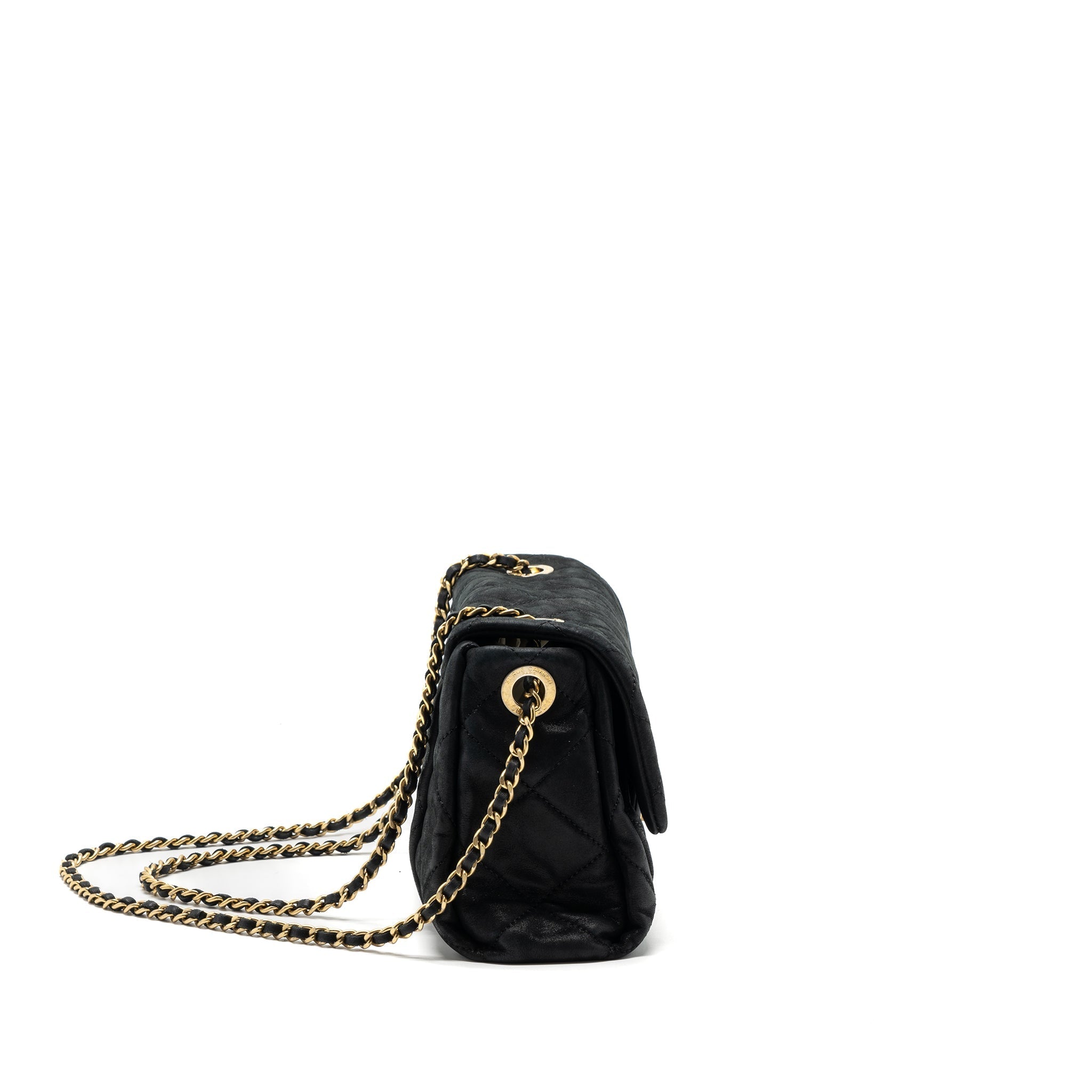 CHANEL QUILTED SEASONAL FLAP BAG CALFSKIN IRIDESCENT BLACK WITH GHW