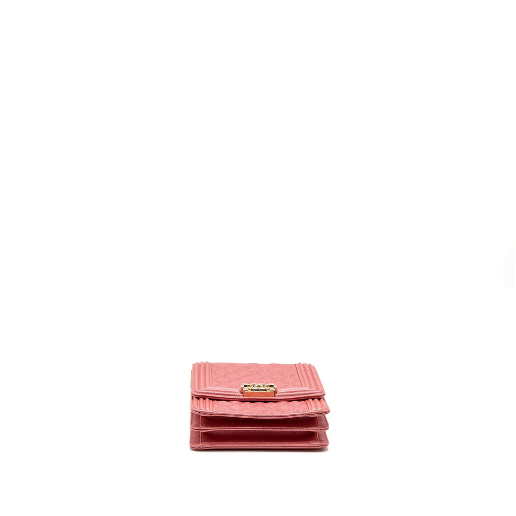 CHANEL VERTICAL BOY BAG METALLIC GRAINED CALFSKIN PINK LGHW