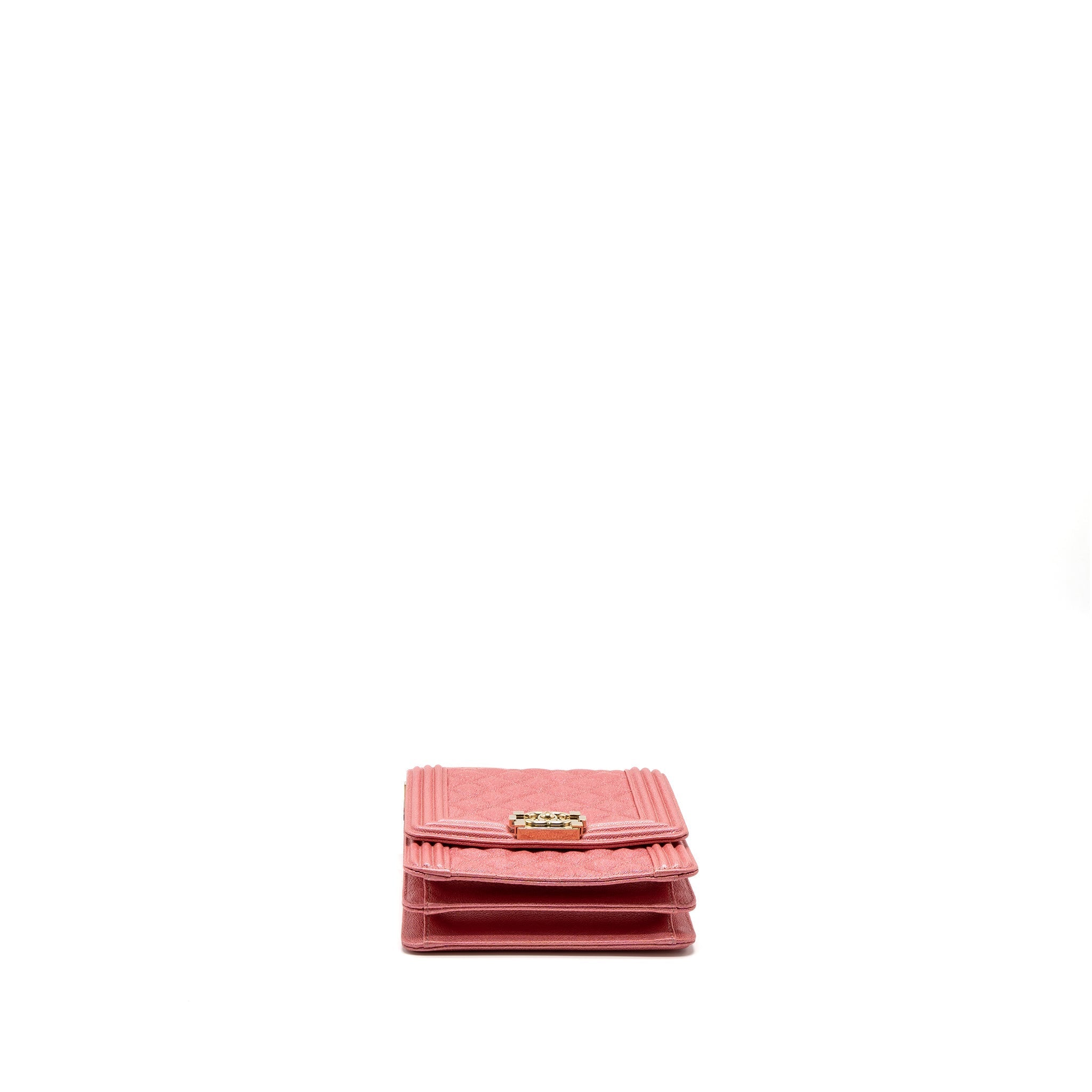 CHANEL VERTICAL BOY BAG METALLIC GRAINED CALFSKIN PINK LGHW