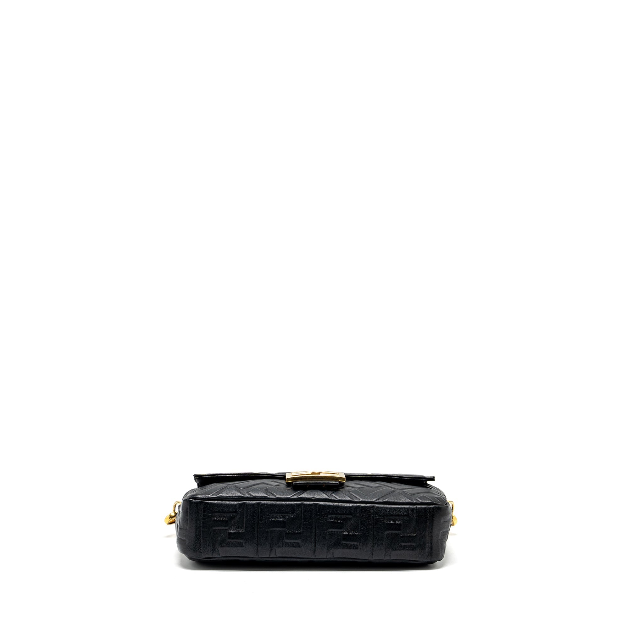 FENDI BAGUETTE BAG WITH FF MOTIF NAPPA BLACK GHW