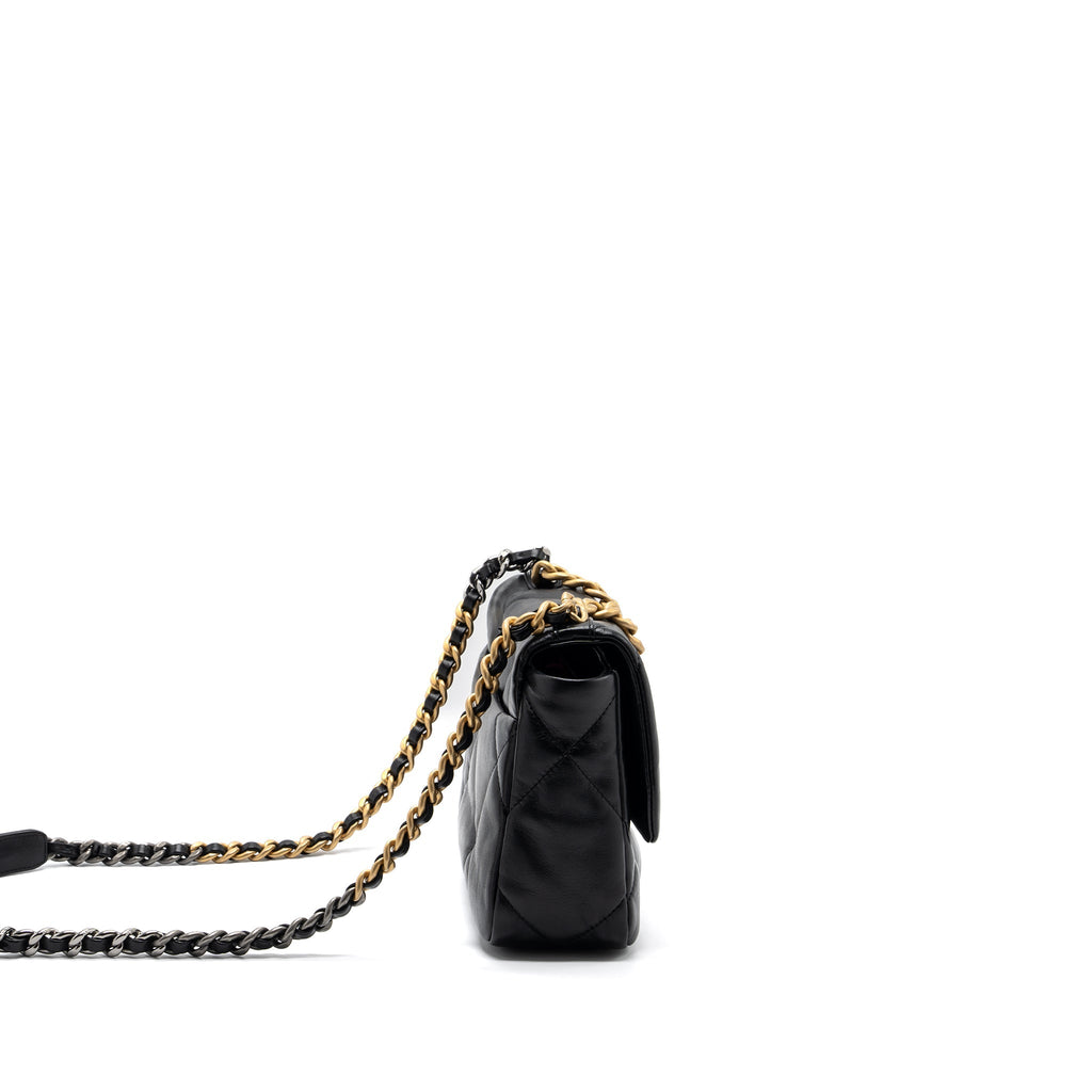 CHANEL SMALL 19 BAG LAMBSKIN BLACK MULTICOLOR HARDWARE (MICROCHIP)