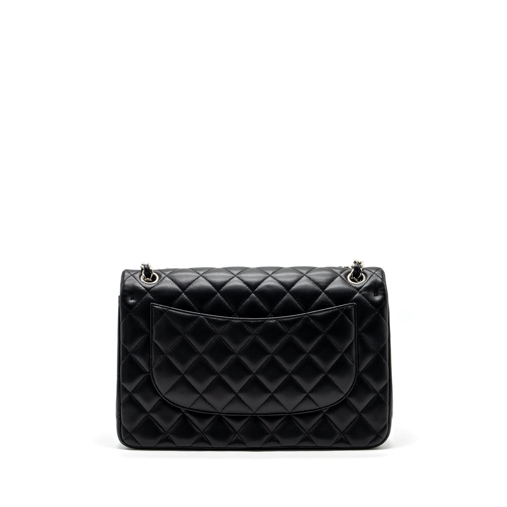 CHANEL JUMBO CLASSIC DOUBLE FLAP BAG LAMBSKIN BLACK SHW