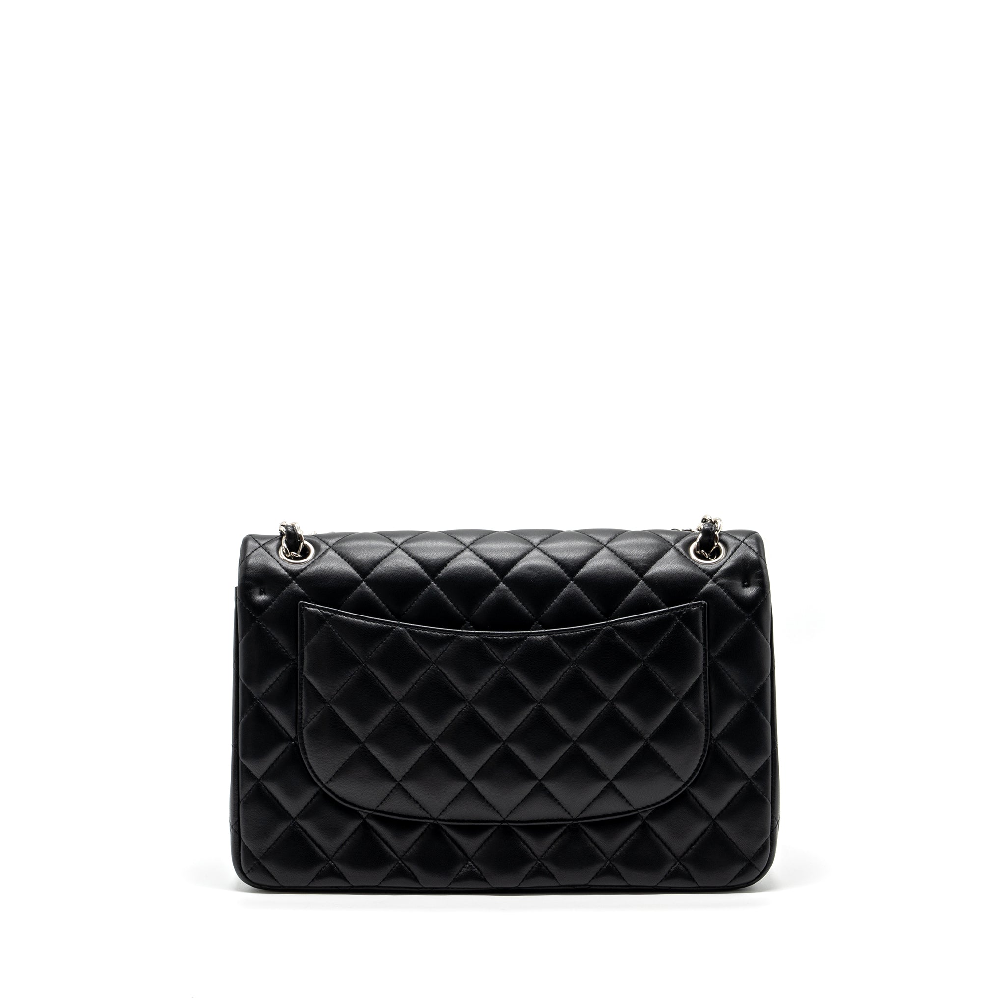 CHANEL JUMBO CLASSIC DOUBLE FLAP BAG LAMBSKIN BLACK SHW