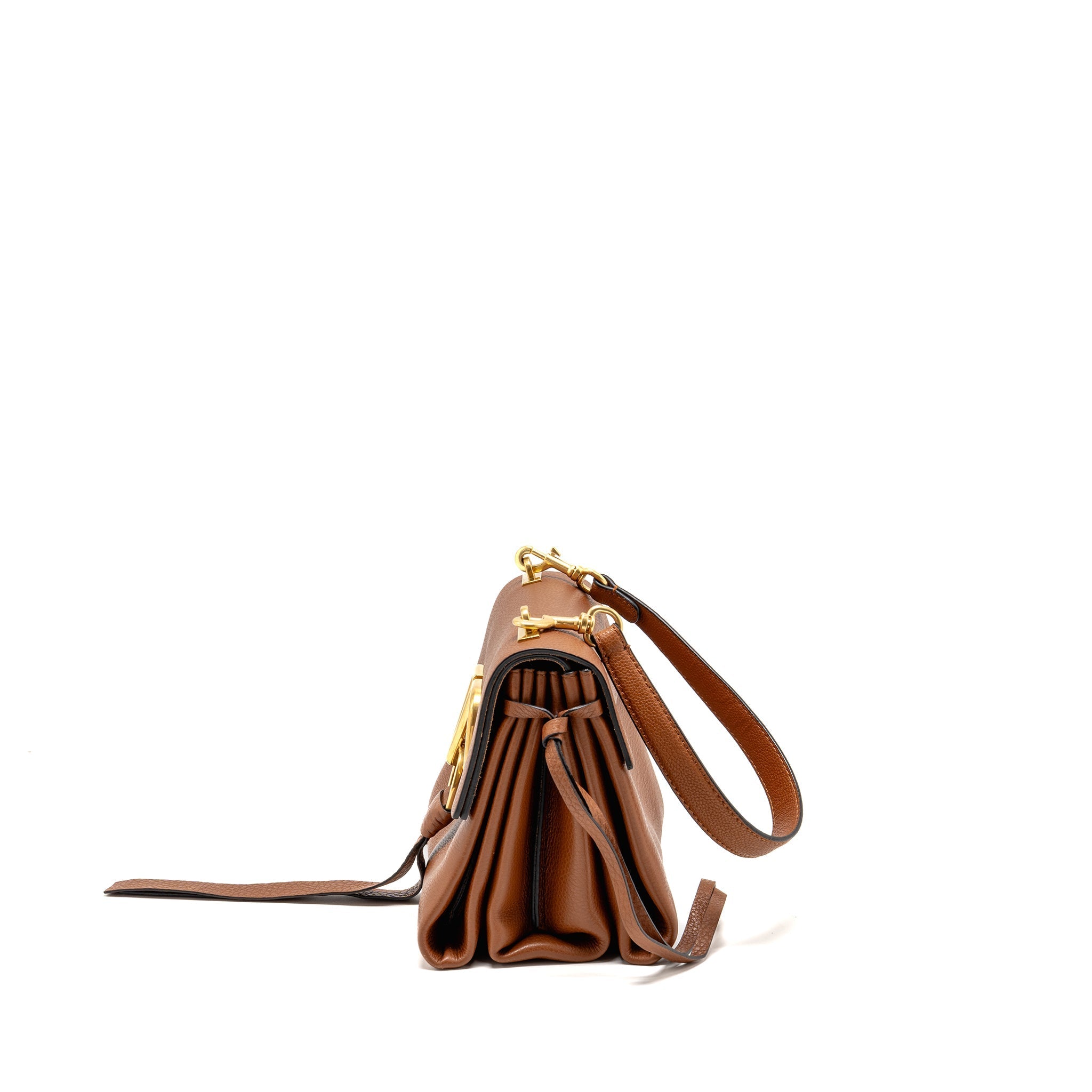 VALENTINO VRING SMALL SHOULDER BAG CALFSKIN BROWN GHW