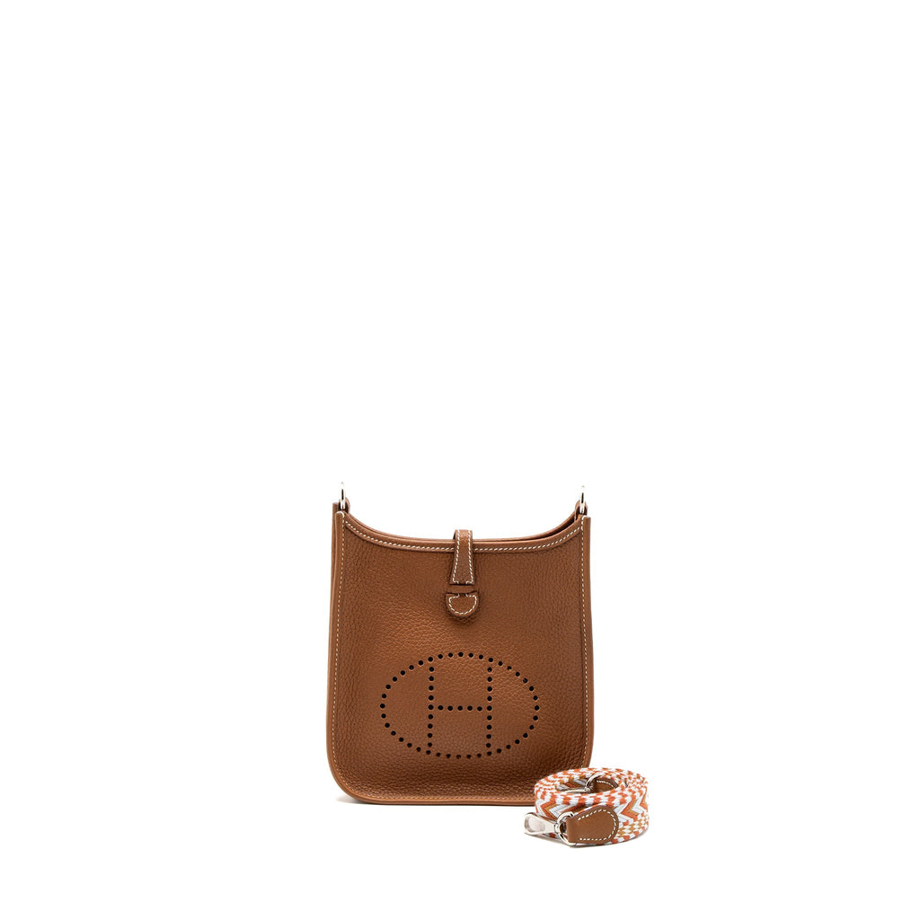 HERMES MINI EVELYNE CLEMENCE GOLD/CORNALINE-BLANC SHW