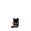 CHANEL GOLD CLUTCH O CHAIN PHONE HOLDER LAMBSKIN BLACK LGHW