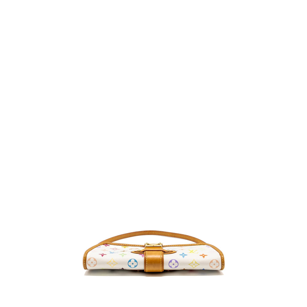 LOUIS VUITTON VINTAGE SHIRLEY CLUTCH MULTICOLOUR MONOGRAM CANVAS WHITE GHW
