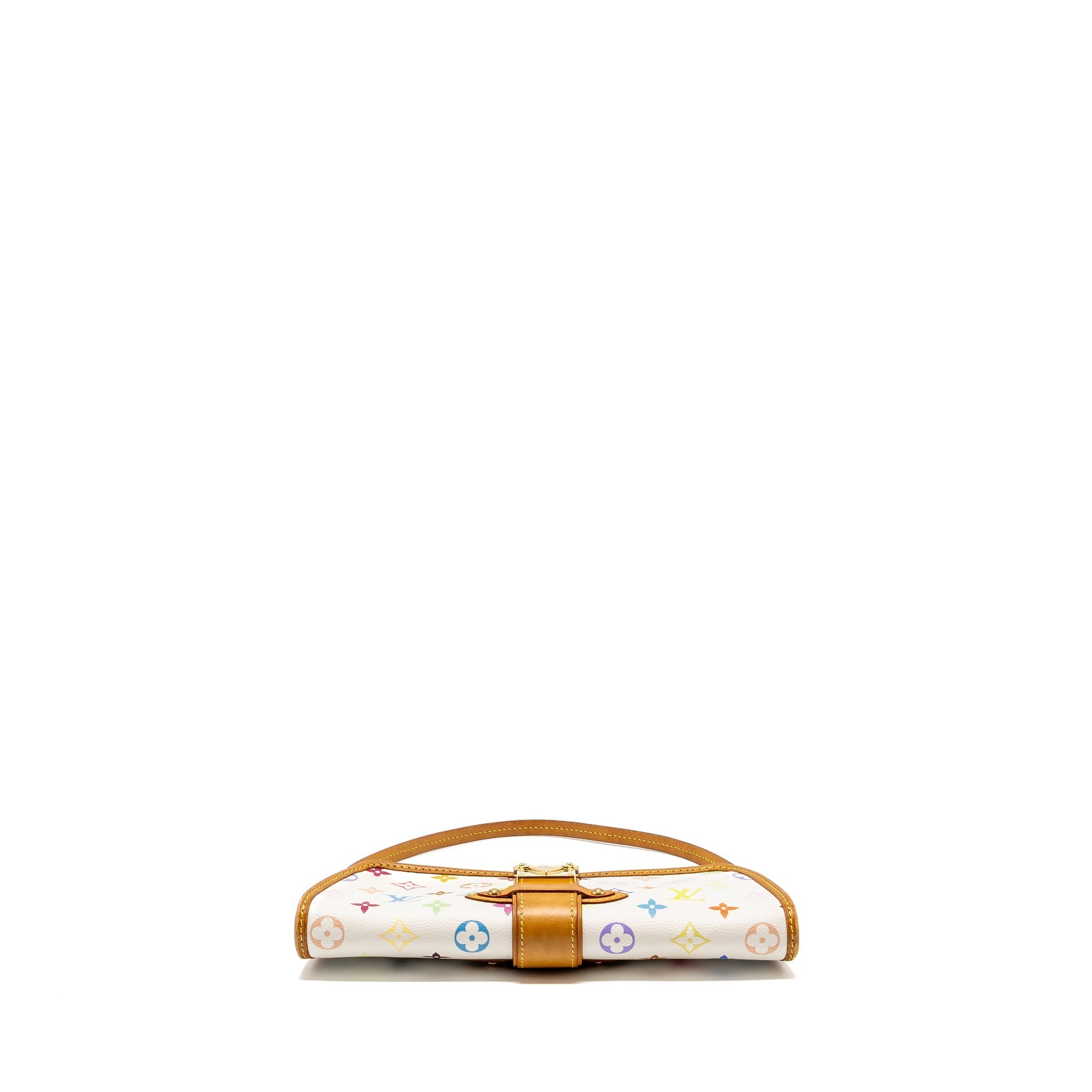 LOUIS VUITTON VINTAGE SHIRLEY CLUTCH MULTICOLOUR MONOGRAM CANVAS WHITE GHW