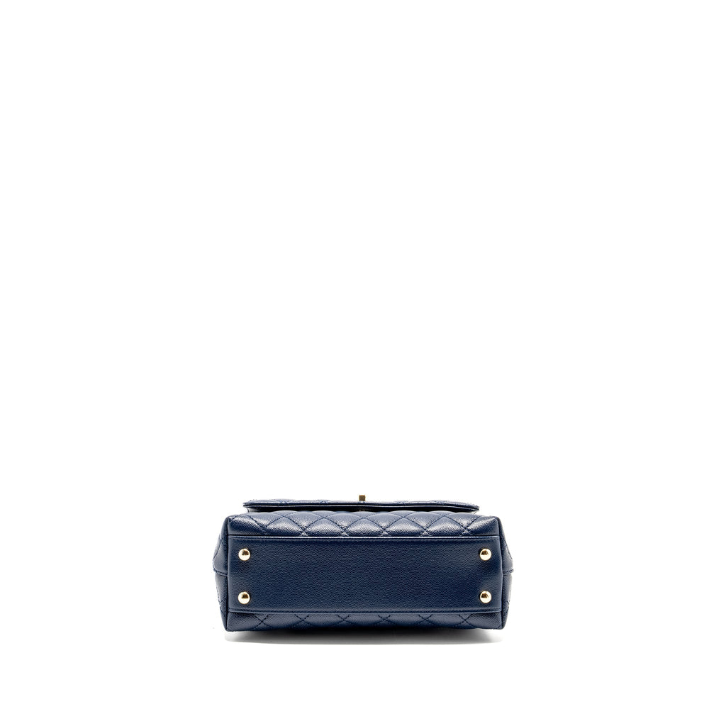 CHANEL SMALL COCO WITH LIZARD EMBOSSED HANDLE CAVIAR NAVY LGHW (MICROCHIP)