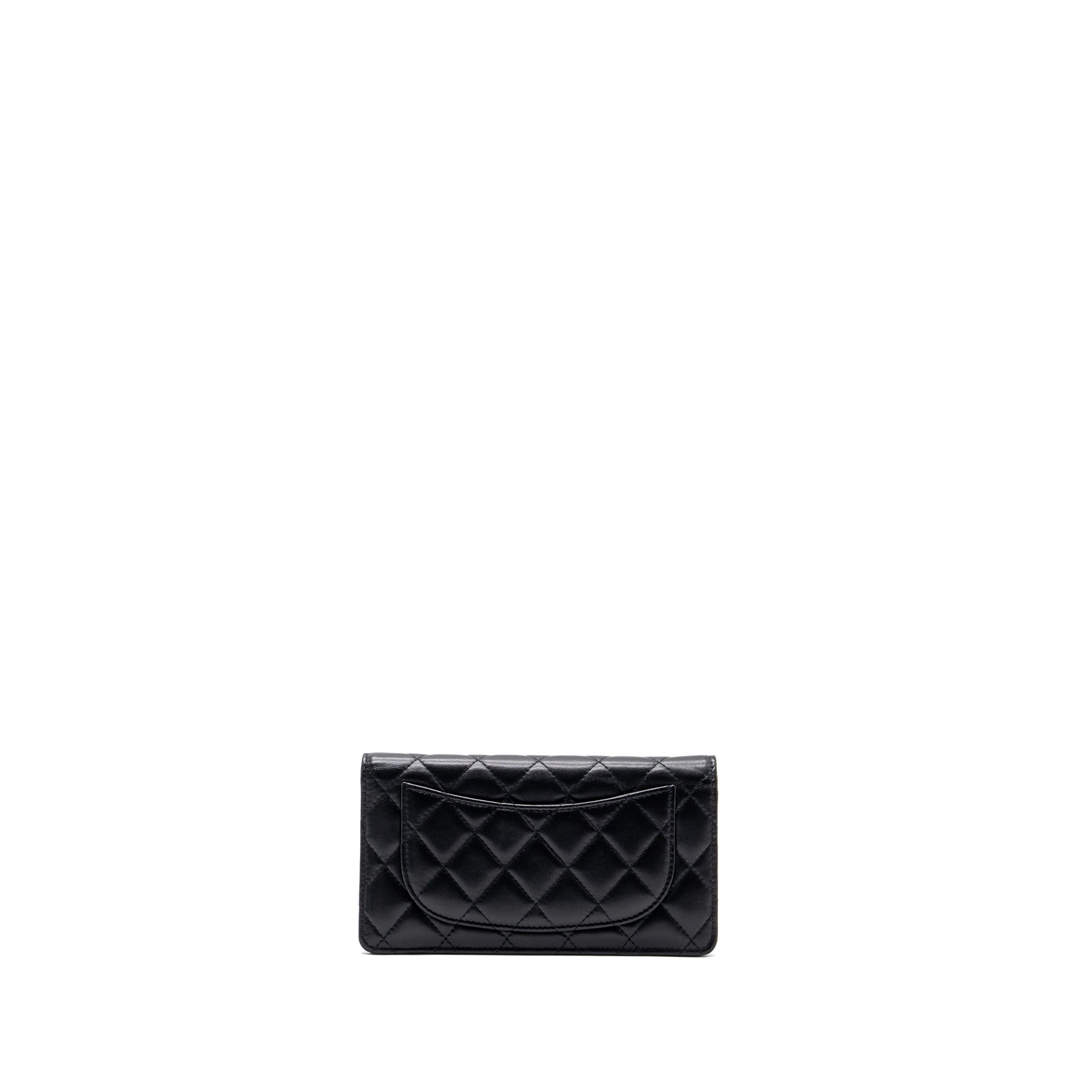 CHANEL LONG WALLET LAMBSKIN BLACK SHW