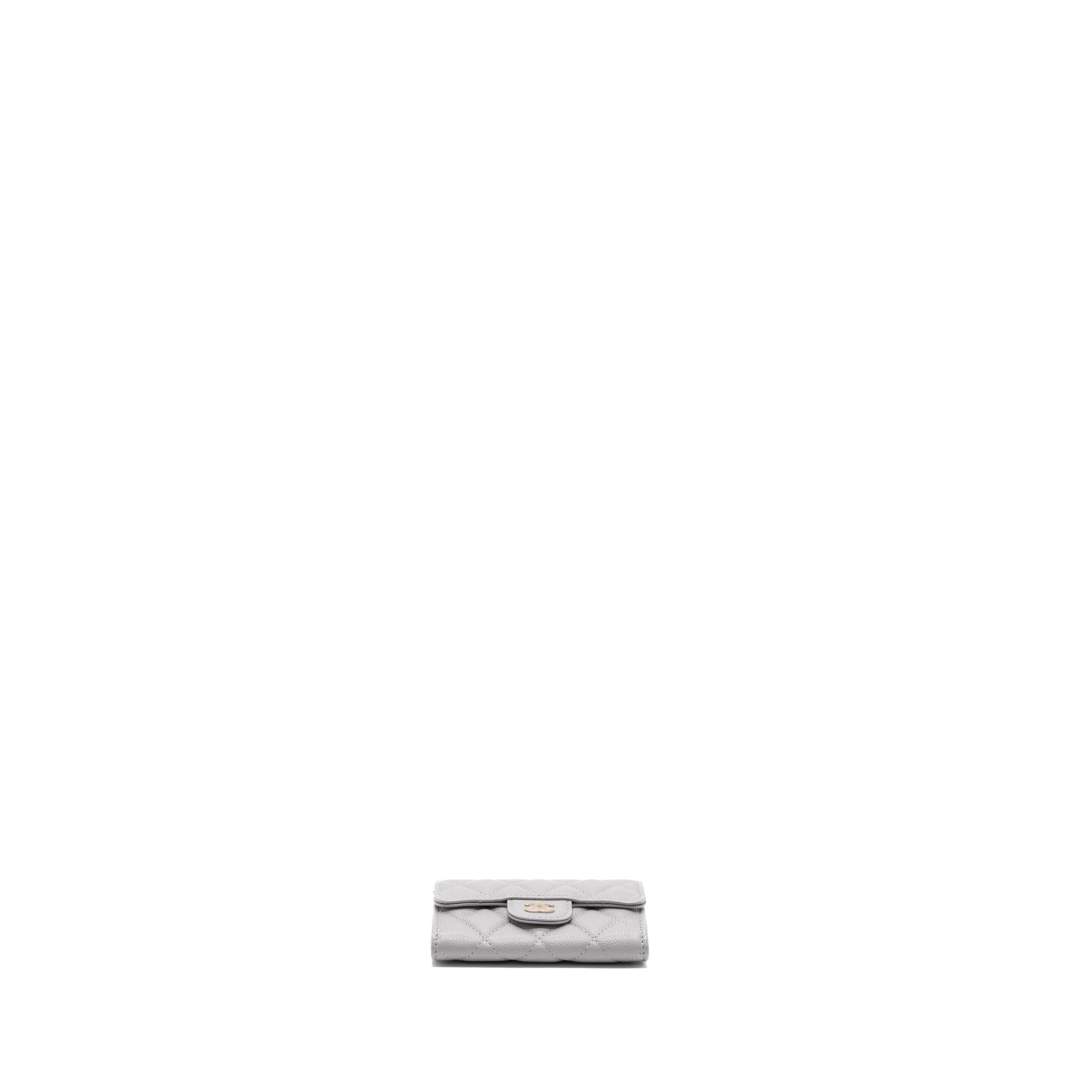 CHANEL CLASSIC FLAP CARD HOLDER CAVIAR LIGHT GREY LGHW