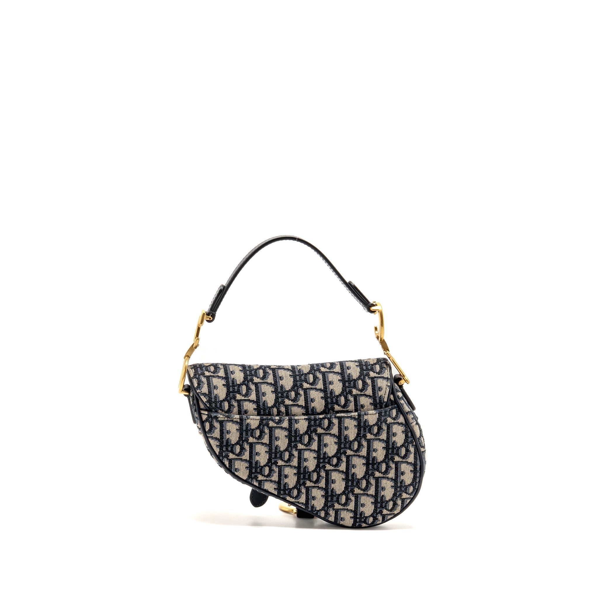 DIOR MINI SADDLE BAG OBLIQUE JACQUARD CANVAS BLUE GHW
